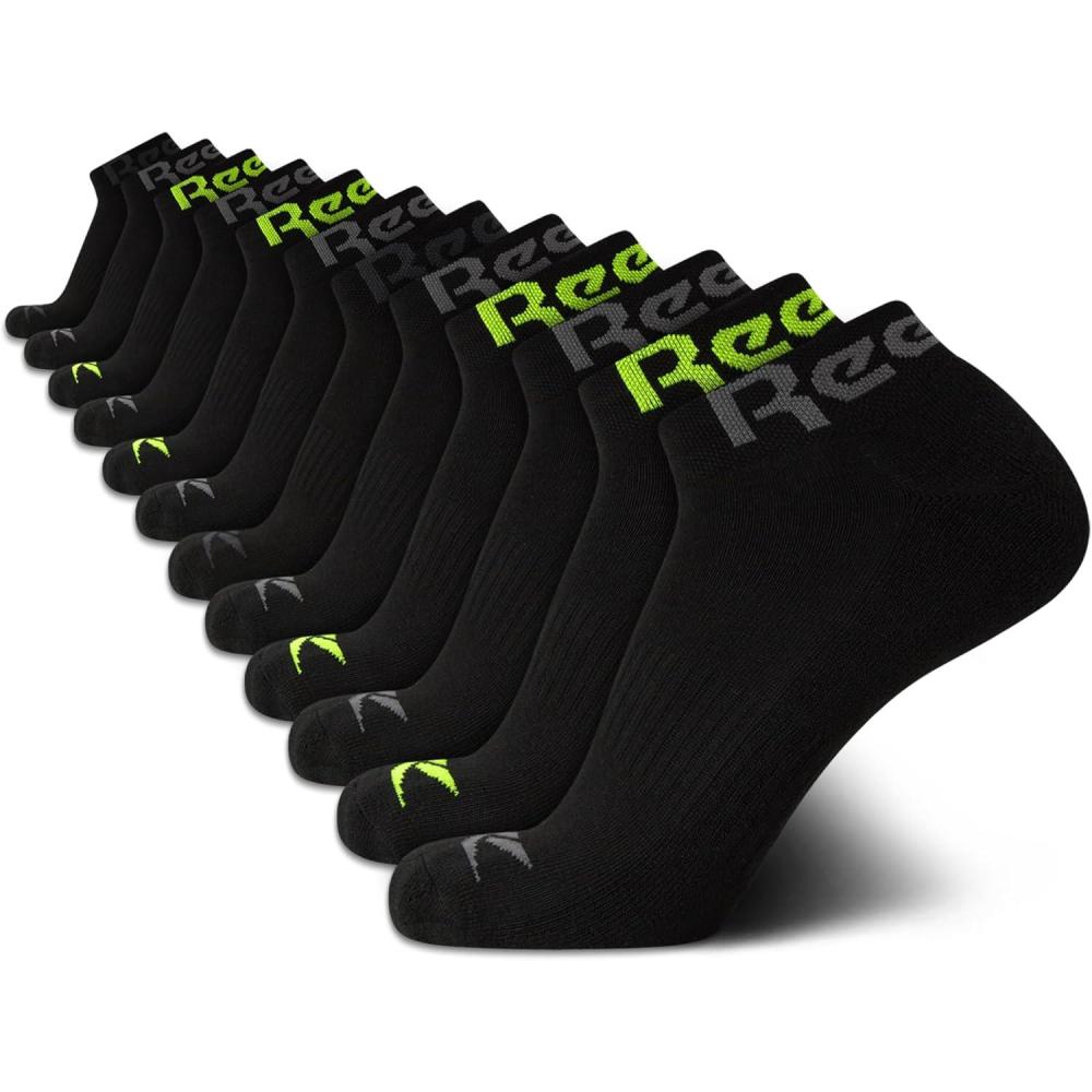 imageReebok Mens Quarter Socks  12 Pack Performance Comfort Athletic Socks  Breathable Ankle Socks for Men 6125Black Multi