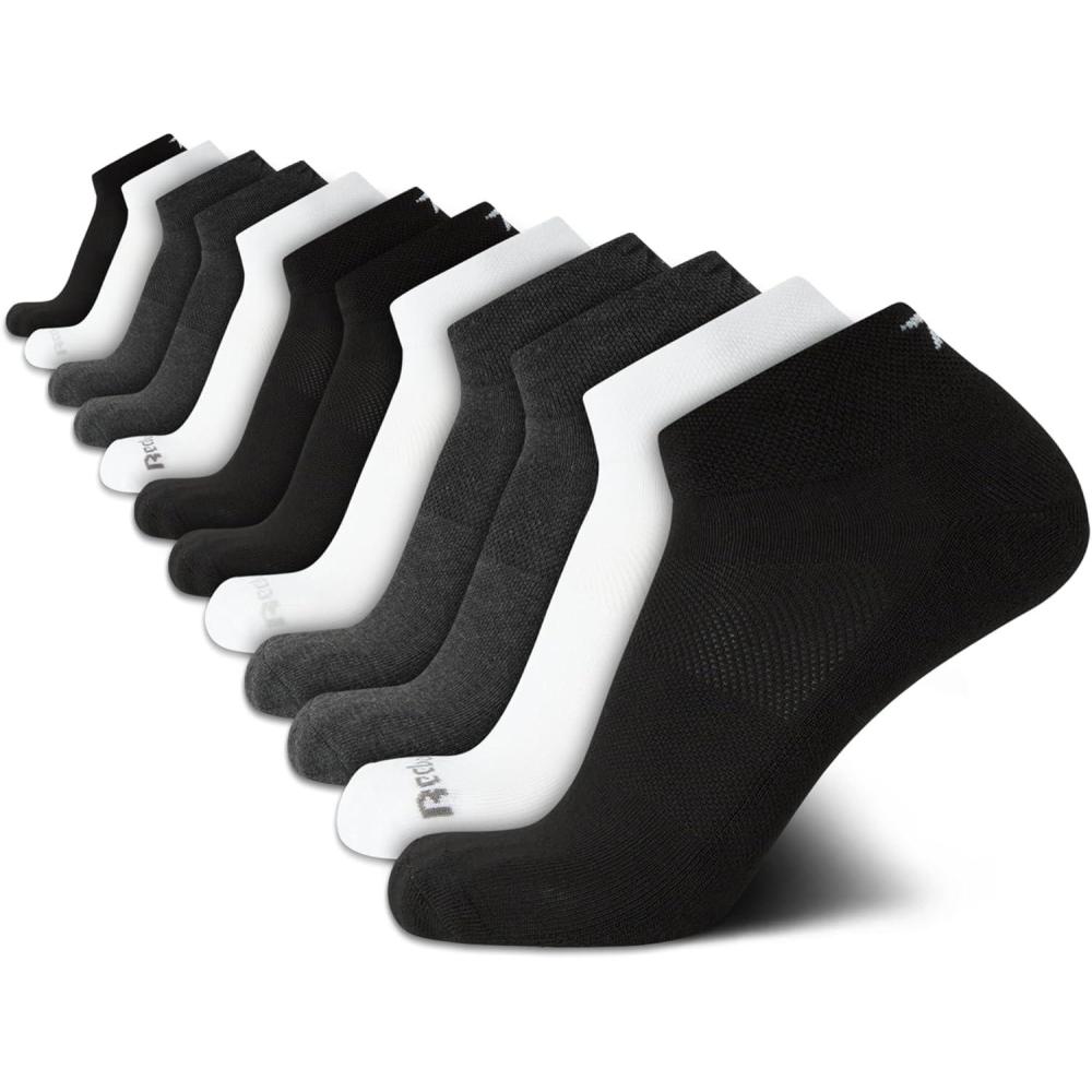 imageReebok Mens Quarter Socks  12 Pack Performance Comfort Athletic Socks  Breathable Ankle Socks for Men 6125Blackwhitegrey