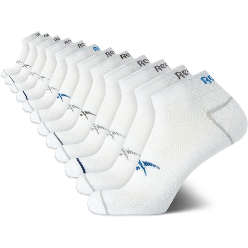 imageReebok Mens Quarter Socks  12 Pack Performance Comfort Athletic Socks  Breathable Ankle Socks for Men 6125Bright White