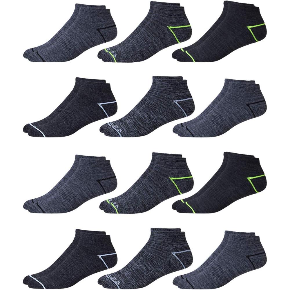 imageReebok Mens Quarter Socks  12 Pack Performance Comfort Athletic Socks  Breathable Ankle Socks for Men 6125Steel GreyBlack