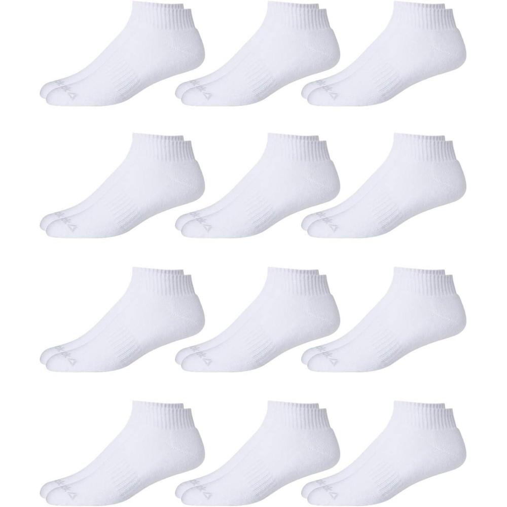imageReebok Mens Quarter Socks  12 Pack Performance Comfort Athletic Socks  Breathable Ankle Socks for Men 6125White