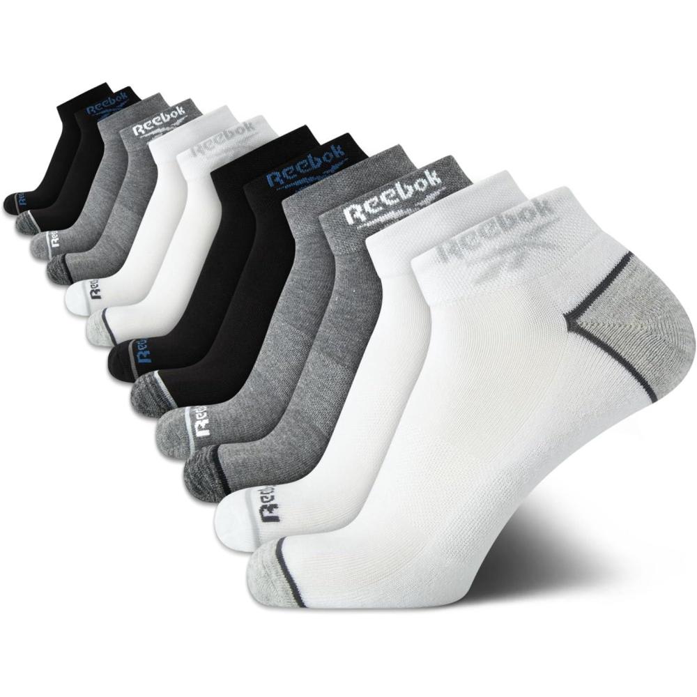 imageReebok Mens Quarter Socks  12 Pack Soft Performance Quarter Socks for Men  Breathable Mens Athletic Socks Size 6125BlackGreyWhite