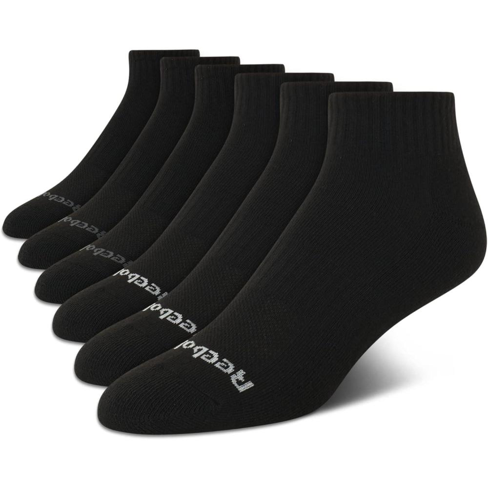 imageReebok Mens Quarter Socks  6 Pack Cushion Quarter Cut Ankle Socks for Men  Breathable Mens Athletic Socks Size 6125All Black