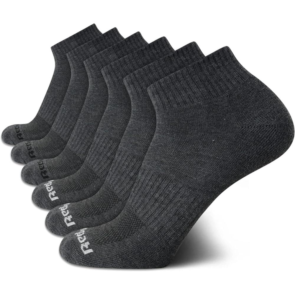 imageReebok Mens Quarter Socks  6 Pack Cushion Quarter Cut Ankle Socks for Men  Breathable Mens Athletic Socks Size 6125All Grey