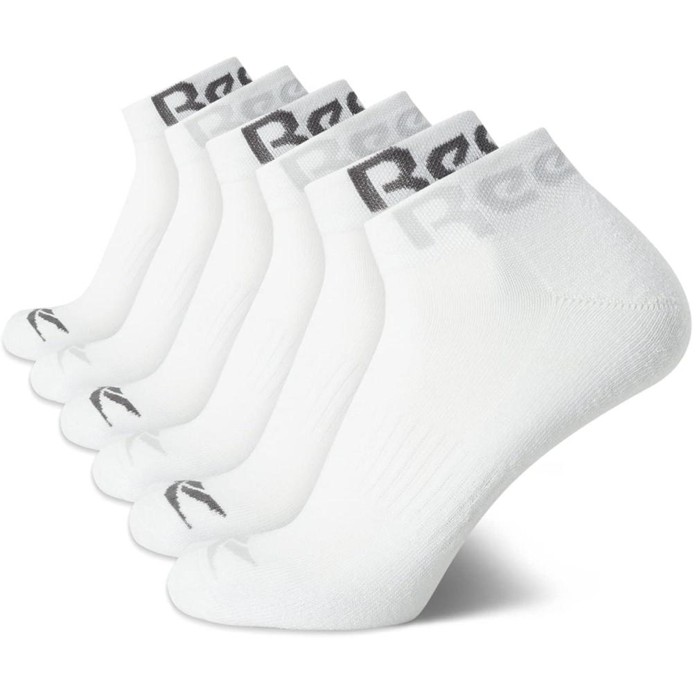 imageReebok Mens Quarter Socks  6 Pack Cushion Quarter Cut Ankle Socks for Men  Breathable Mens Athletic Socks Size 6125Classic White