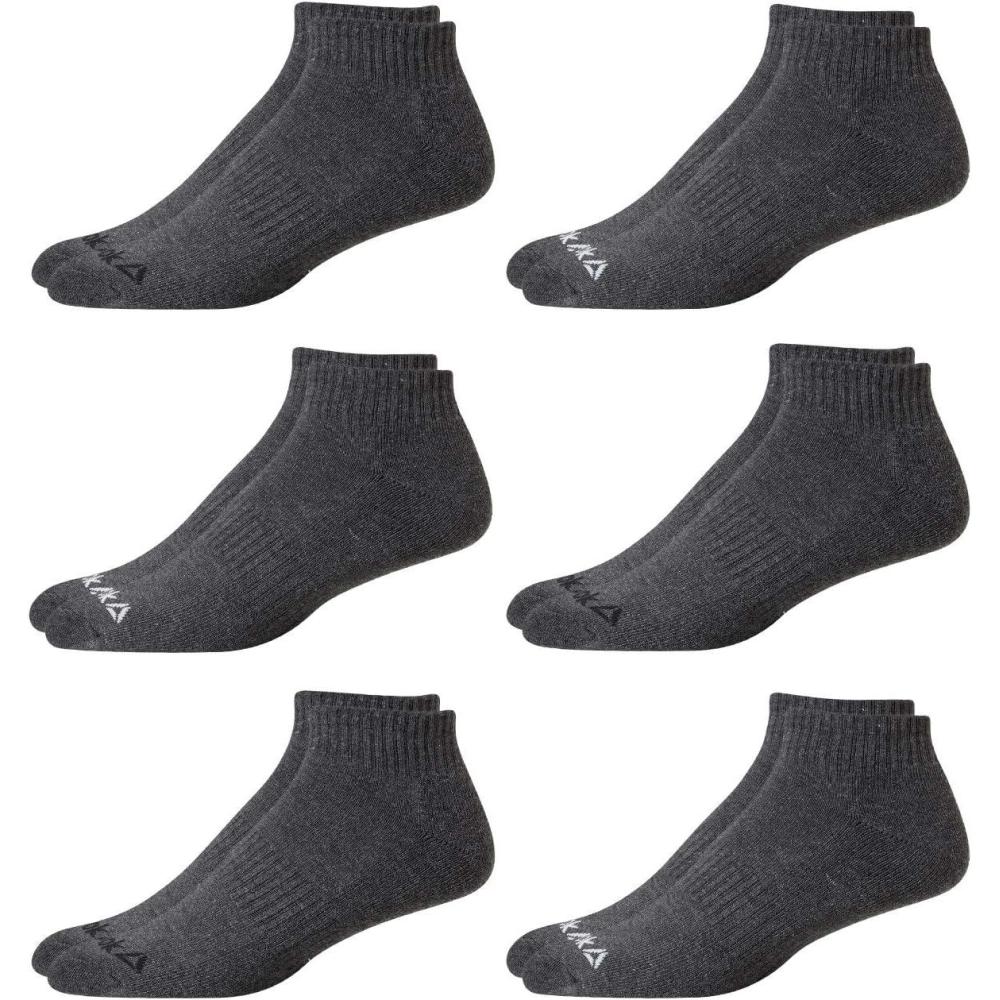 imageReebok Mens Quarter Socks  6 Pack Cushion Quarter Cut Ankle Socks for Men  Breathable Mens Athletic Socks Size 6125Light Grey