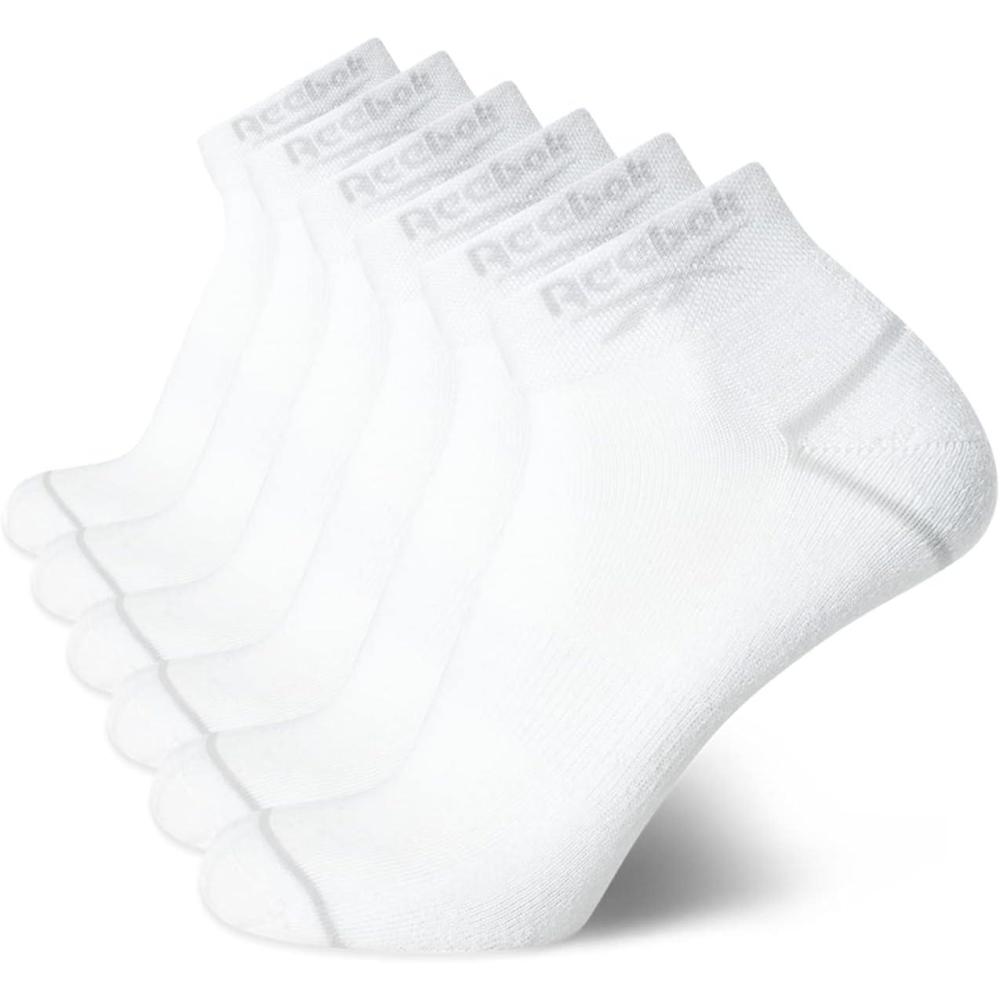 imageReebok Mens Quarter Socks  6 Pack Cushion Quarter Cut Ankle Socks for Men  Breathable Mens Athletic Socks Size 6125Solid White