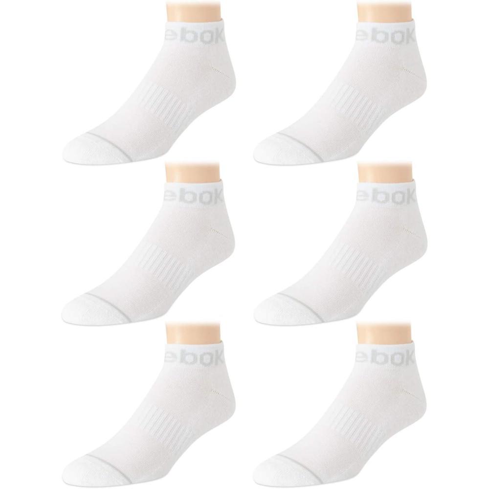 imageReebok Mens Quarter Socks  6 Pack Cushion Quarter Cut Ankle Socks for Men  Breathable Mens Athletic Socks Size 6125White 2