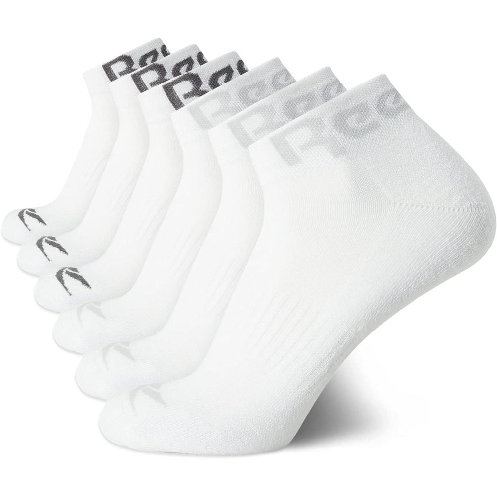 imageReebok Mens Quarter Socks  6 Pack Cushion Quarter Cut Ankle Socks for Men  Breathable Mens Athletic Socks Size 6125White
