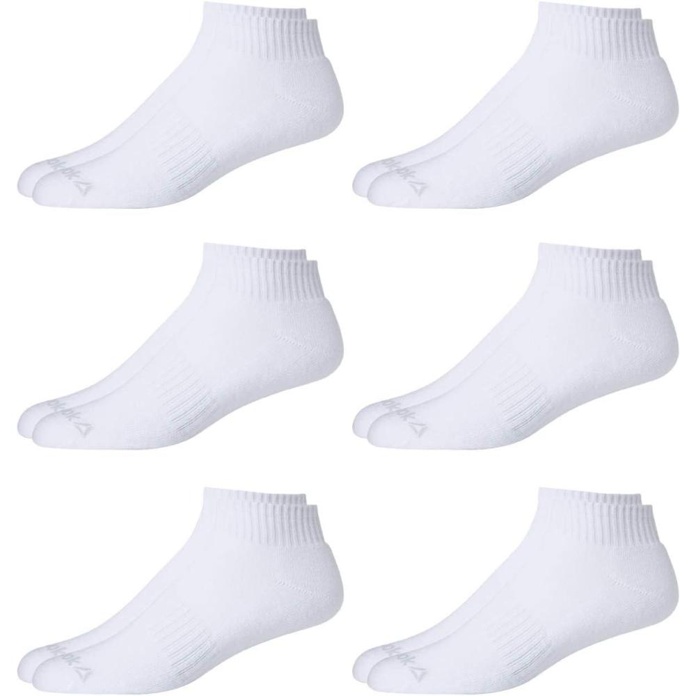 imageReebok Mens Quarter Socks  6 Pack Cushion Quarter Cut Ankle Socks for Men  Breathable Mens Athletic Socks Size 6125White1
