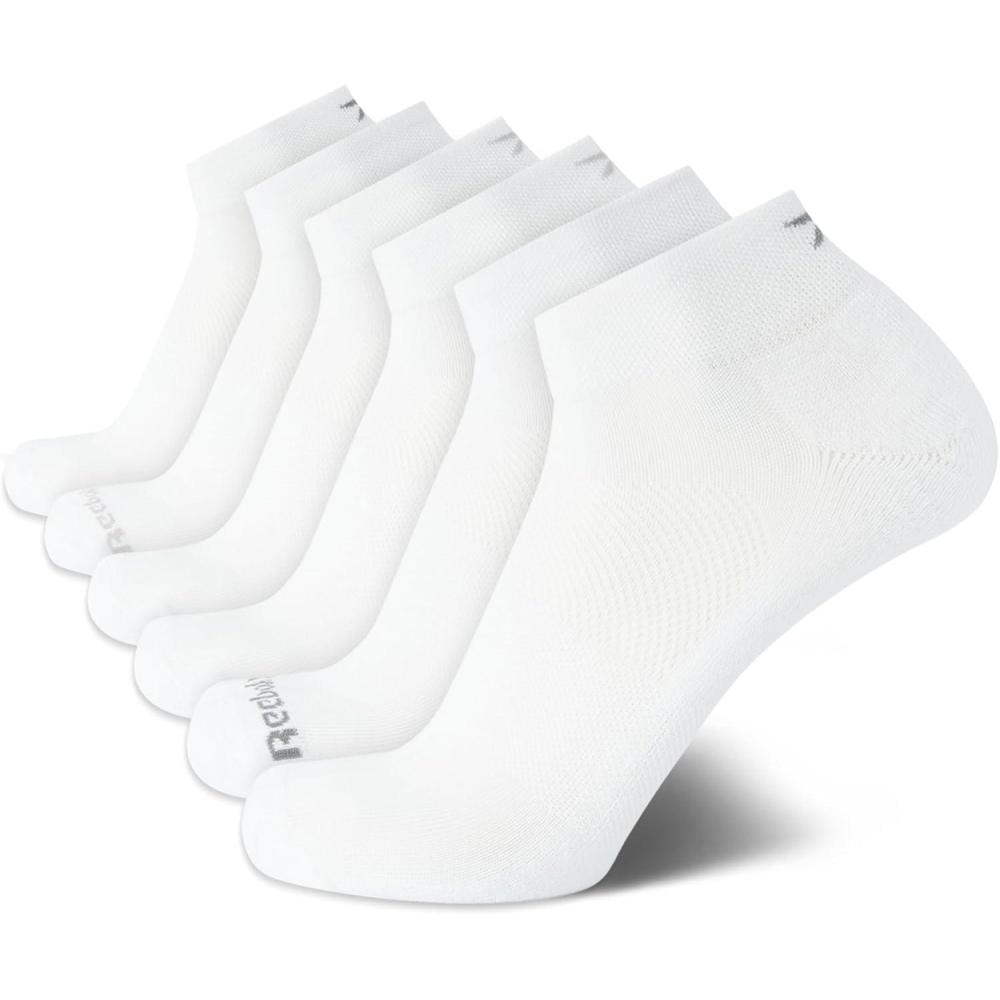 imageReebok Mens Quarter Socks  6 Pack Moisture Wicking Performance Stretch Athletic Ankle Socks for Men Sizes 6125Pure White