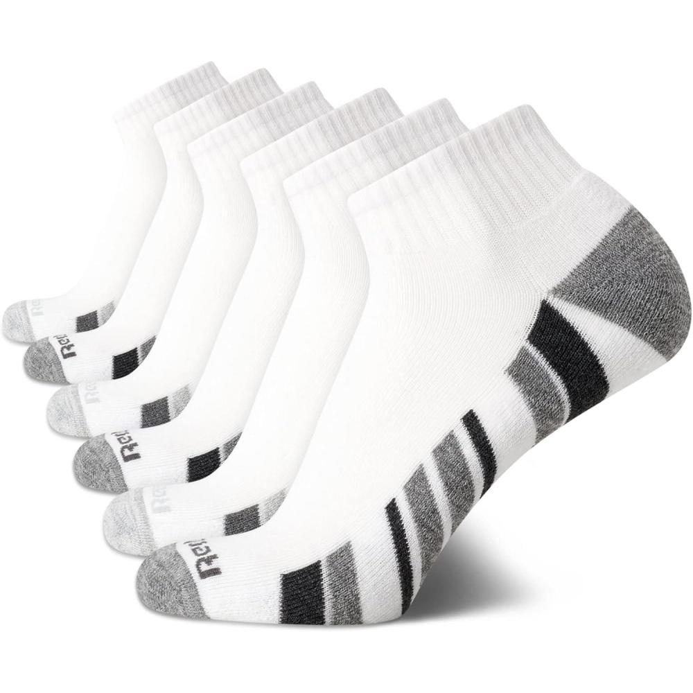 imageReebok Mens Quarter Socks  6 Pack Moisture Wicking Performance Stretch Athletic Ankle Socks for Men Sizes 6125White