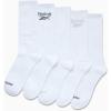 imageReebok Mens Athletic Crew Socks  5 Pack Moisture Wicking Cushioned Athletic Socks for Men with Reinforced Seams 6125All White
