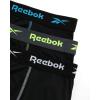 imageReebok Mens Boxer Briefs  3 Pack Stretch Moisture Wicking Mens Underwear with Contour Pouch Boxers for Men Sizes SXLAll Black With Contrast Stitch