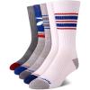 imageReebok Mens Crew Socks  5 Pack Breathable Cushioned MoistureWicking Athletic Performance Running Socks for Men 6125BlueWhite