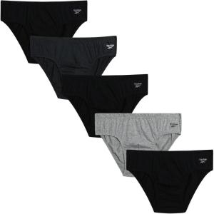 imageReebok Low Rise Mens Briefs  5 Pack Soft Cotton Underwear with Supportive Contour Pouch  Supportive Fit for Everyday WearBlackHeather GreyCharcoal Heather