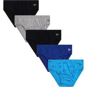 imageReebok Low Rise Mens Briefs  5 Pack Soft Cotton Underwear with Supportive Contour Pouch  Supportive Fit for Everyday WearBlackSurf the WebHeather GreyPrintBlack