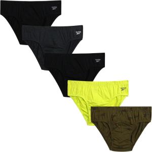 imageReebok Low Rise Mens Briefs  5 Pack Soft Cotton Underwear with Supportive Contour Pouch  Supportive Fit for Everyday WearCharcoal HeatherEvening PrimrosePrintBlack