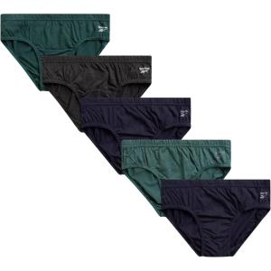 imageReebok Low Rise Mens Briefs  5 Pack Soft Cotton Underwear with Supportive Contour Pouch  Supportive Fit for Everyday WearDark GreenCharcoalNavy BlueHeather Green