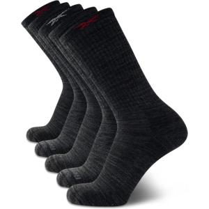 imageReebok Mens Athletic Crew Socks  5 Pack Moisture Wicking Cushioned Athletic Socks for Men with Reinforced Seams 6125Ash Grey