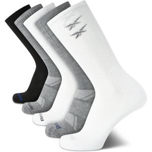 imageReebok Mens Athletic Crew Socks  5 Pack Moisture Wicking Cushioned Athletic Socks for Men with Reinforced Seams 6125BlackWhiteGrey
