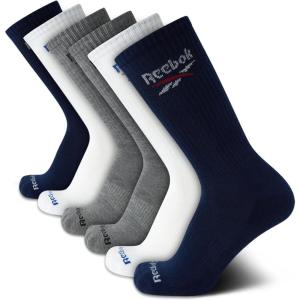imageReebok Mens Athletic Crew Socks  5 Pack Moisture Wicking Cushioned Athletic Socks for Men with Reinforced Seams 6125Blue 6pk