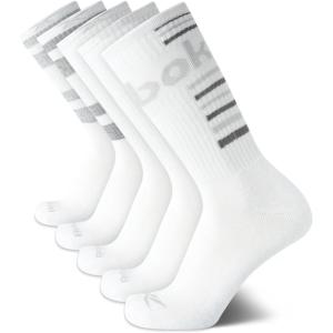 imageReebok Mens Athletic Crew Socks  5 Pack Moisture Wicking Cushioned Athletic Socks for Men with Reinforced Seams 6125Bright White