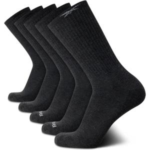 imageReebok Mens Athletic Crew Socks  5 Pack Moisture Wicking Cushioned Athletic Socks for Men with Reinforced Seams 6125Classic Grey