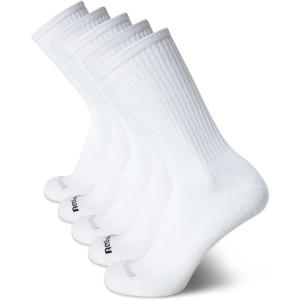 imageReebok Mens Athletic Crew Socks  5 Pack Moisture Wicking Cushioned Athletic Socks for Men with Reinforced Seams 6125Classic White