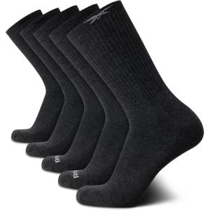 imageReebok Mens Athletic Crew Socks  5 Pack Moisture Wicking Cushioned Athletic Socks for Men with Reinforced Seams 6125Grey
