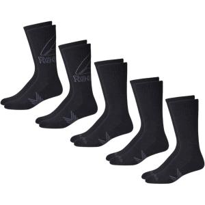imageReebok Mens Athletic Crew Socks  5 Pack Moisture Wicking Cushioned Athletic Socks for Men with Reinforced Seams 6125Grey Logo