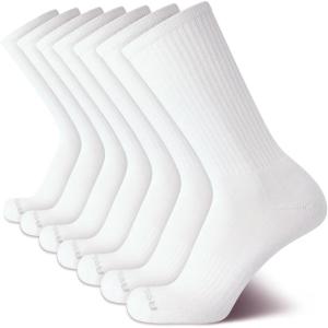 imageReebok Mens Athletic Crew Socks  5 Pack Moisture Wicking Cushioned Athletic Socks for Men with Reinforced Seams 6125White 7pk
