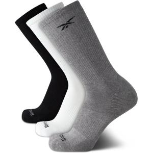 imageReebok Mens Athletic Socks  3 Pack Targeted Cushion Crew Socks  Breathable Cotton Blend Socks for Men Shoe Size 6125GreyWhiteBlack