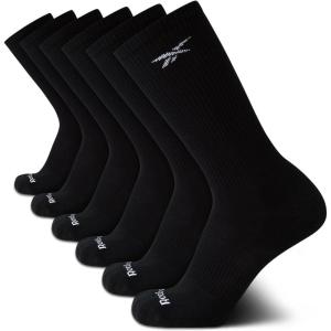 imageReebok Mens Athletic Socks  6 Pack Targeted Cushion Crew Socks  Breathable Cotton Blend Socks for Men Shoe Size 6125Black