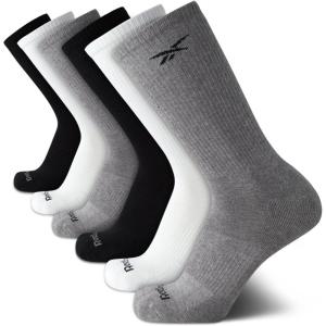 imageReebok Mens Athletic Socks  6 Pack Targeted Cushion Crew Socks  Breathable Cotton Blend Socks for Men Shoe Size 6125GreyWhiteBlack