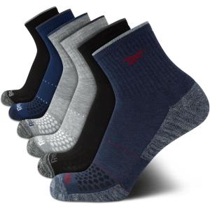 imageReebok Mens Athletic Socks  Cushion High Quarter Cut Socks 6 PackBlueBlackGrey