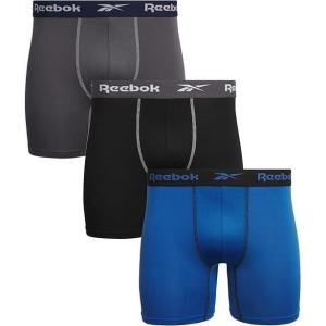 imageReebok Mens Boxer Briefs  3 Pack Stretch Moisture Wicking Mens Underwear with Contour Pouch Boxers for Men Sizes SXL Size Medium GreyBlackBlue