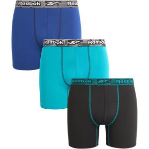 imageReebok Mens Boxer Briefs  3 Pack Stretch Moisture Wicking Mens Underwear with Contour Pouch Boxers for Men Sizes SXL Size Small 3pk BlackBlue DephtsDeep Lake