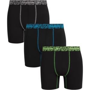 imageReebok Mens Boxer Briefs  3 Pack Stretch Moisture Wicking Mens Underwear with Contour Pouch Boxers for Men Sizes SXL3pk Black