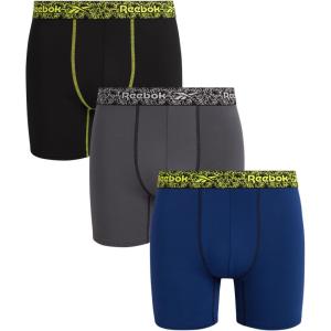 imageReebok Mens Boxer Briefs  3 Pack Stretch Moisture Wicking Mens Underwear with Contour Pouch Boxers for Men Sizes SXL3pk Blue DepthsBlackened PearlBlack