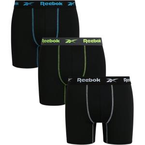 imageReebok Mens Boxer Briefs  3 Pack Stretch Moisture Wicking Mens Underwear with Contour Pouch Boxers for Men Sizes SXLAll Black With Contrast Stitch
