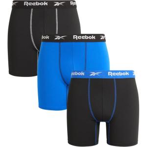 imageReebok Mens Boxer Briefs  3 Pack Stretch Moisture Wicking Mens Underwear with Contour Pouch Boxers for Men Sizes SXLBlackBlackSurf the Web