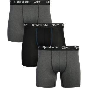 imageReebok Mens Boxer Briefs  3 Pack Stretch Moisture Wicking Mens Underwear with Contour Pouch Boxers for Men Sizes SXLCharcoal