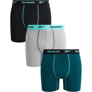 imageReebok Mens Boxer Briefs  3 Pack Stretch Moisture Wicking Mens Underwear with Contour Pouch Boxers for Men Sizes SXLDark Sea Alloy Black