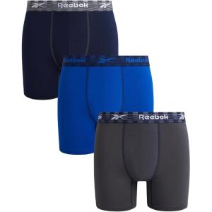 imageReebok Mens Boxer Briefs  3 Pack Stretch Moisture Wicking Mens Underwear with Contour Pouch Boxers for Men Sizes SXLMaritime BlueSurf the Web Blackened Pearl
