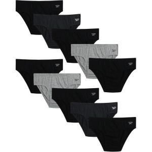 imageReebok Mens Briefs  10 Pack Classic Soft Stretch Low Rise Briefs with Contour Pouch  Underwear for Men Sizes SXLBlackHeather GreyCharcoal Heather