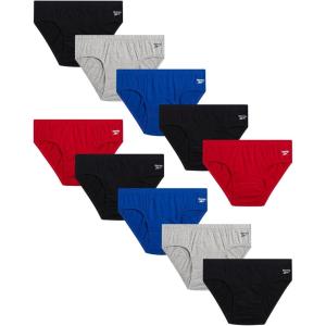 imageReebok Mens Briefs  10 Pack Classic Soft Stretch Low Rise Briefs with Contour Pouch  Underwear for Men Sizes SXLBlackHeather GreySalsa RedBlack