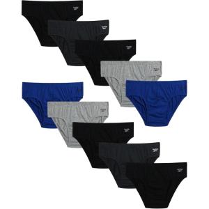 imageReebok Mens Briefs  10 Pack Classic Soft Stretch Low Rise Briefs with Contour Pouch  Underwear for Men Sizes SXLBlackHeather GreyWebBlack