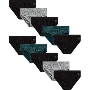 imageReebok Mens Briefs  10 Pack Classic Soft Stretch Low Rise Briefs with Contour Pouch  Underwear for Men Sizes SXLBlackLight GreyEmrald Green Stripes