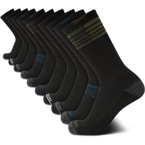 imageReebok Mens Crew Socks  10 Pack Stretch Performance Cushioned Crew Socks  Arch Support Athletic Socks for Men 6125Black Logo